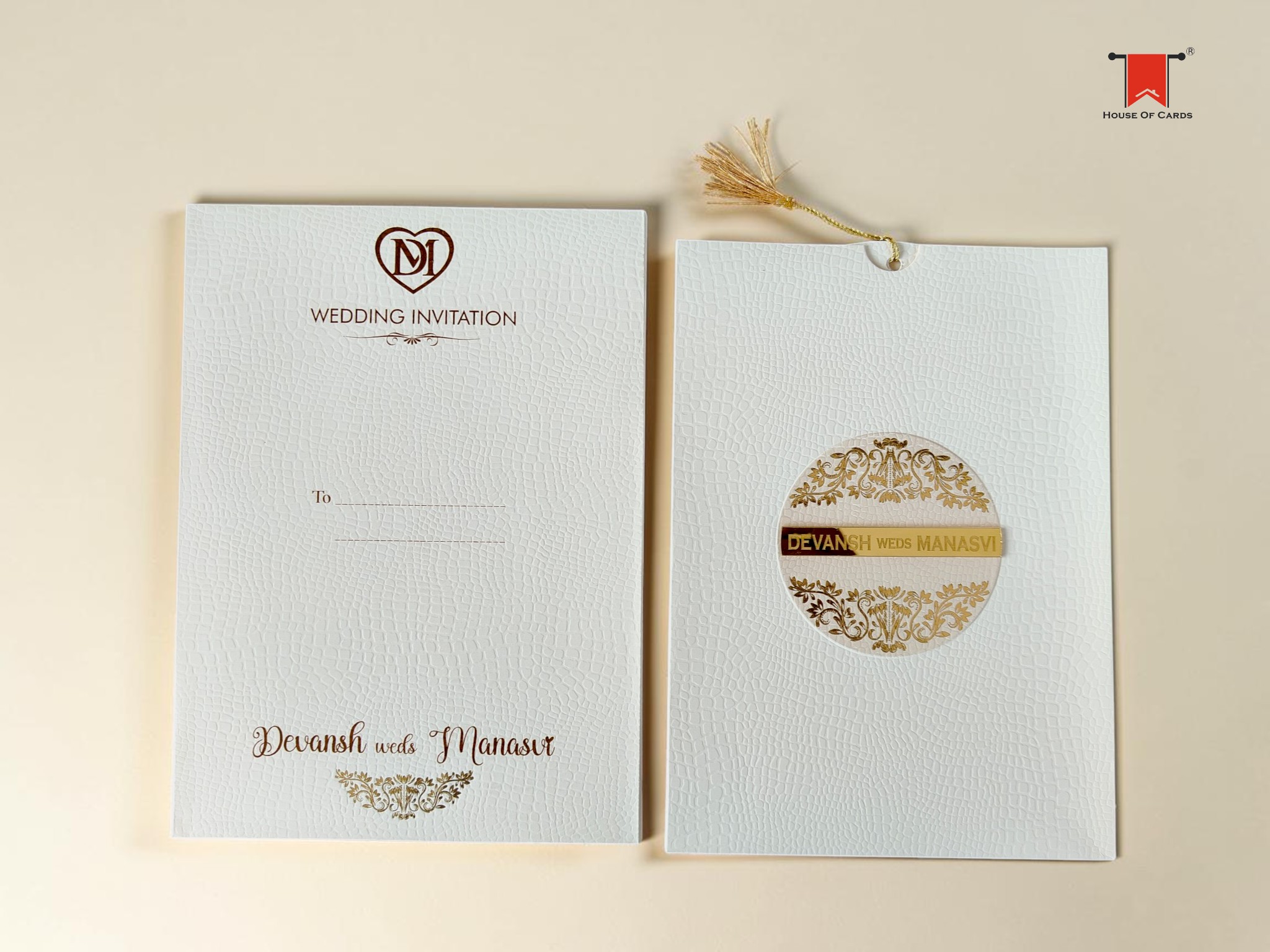 Unique Light Peach Pastel Pouch Textue Wedding card