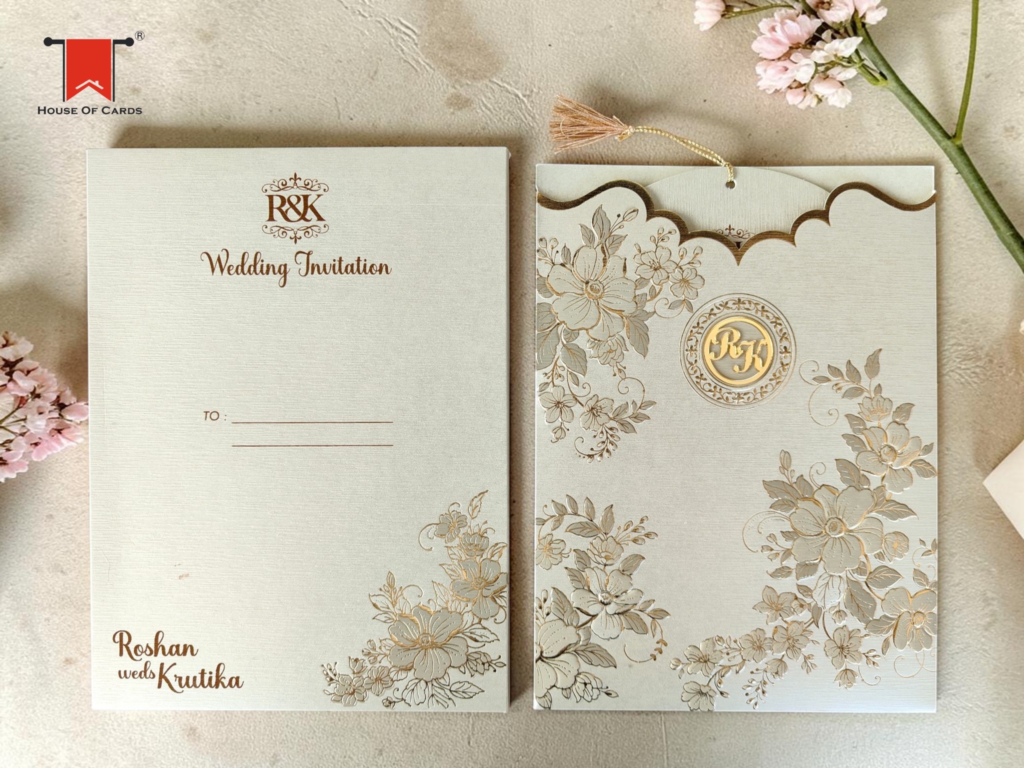 Gold Metallic Arch Shape Invitation card