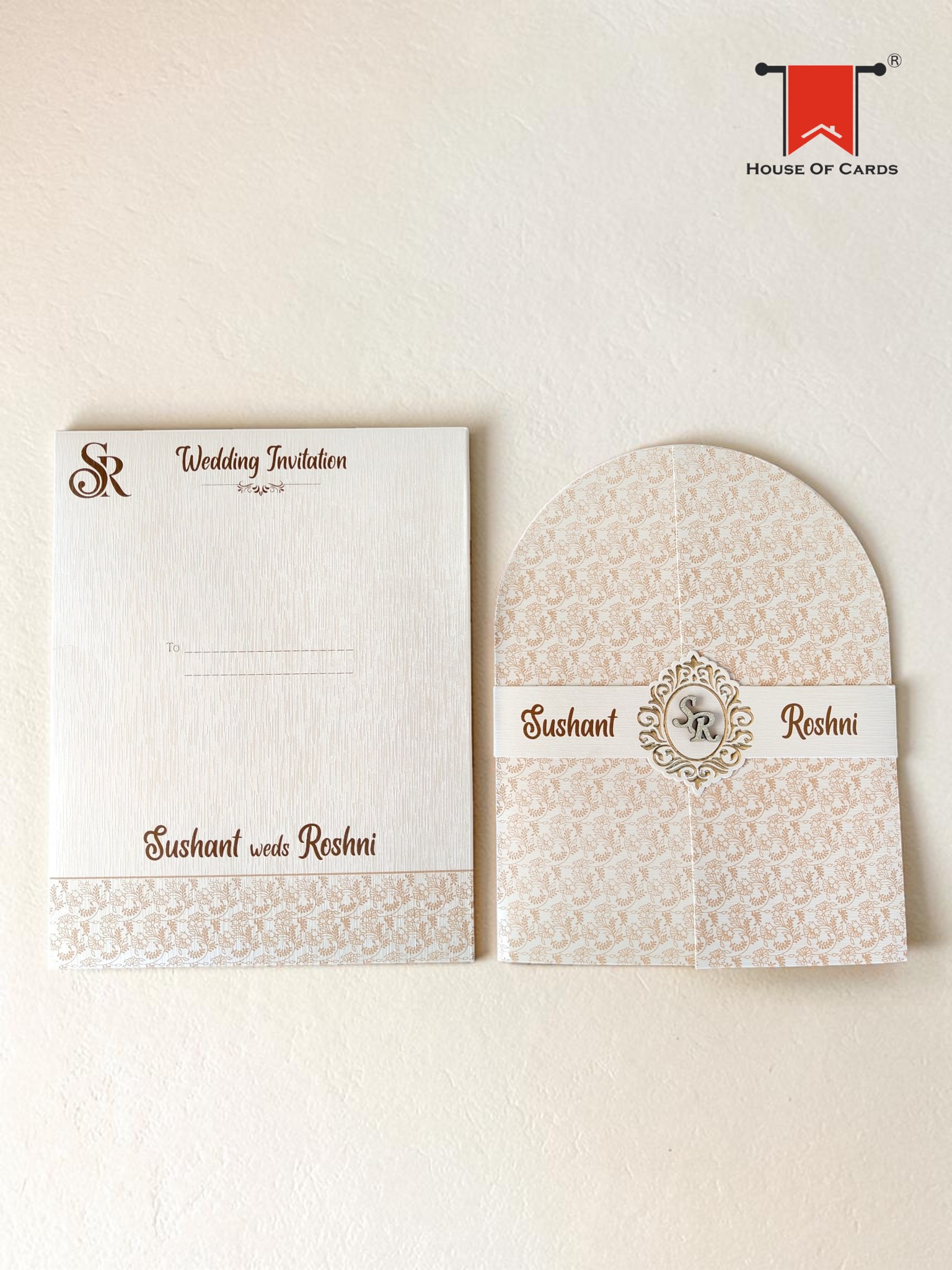 Arch Style with Band Premium Wedding Invitation