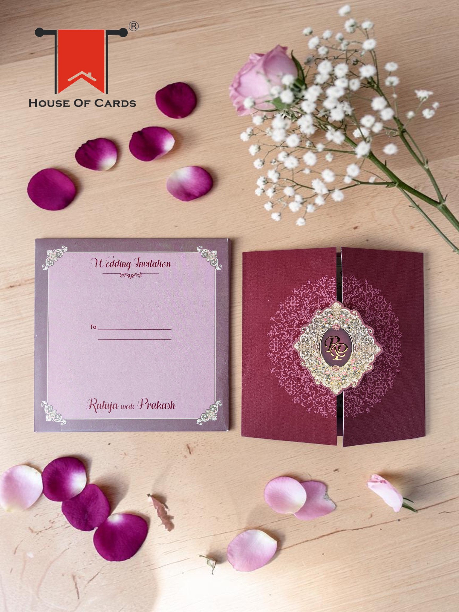 Plum Shade Wedding Invitation card