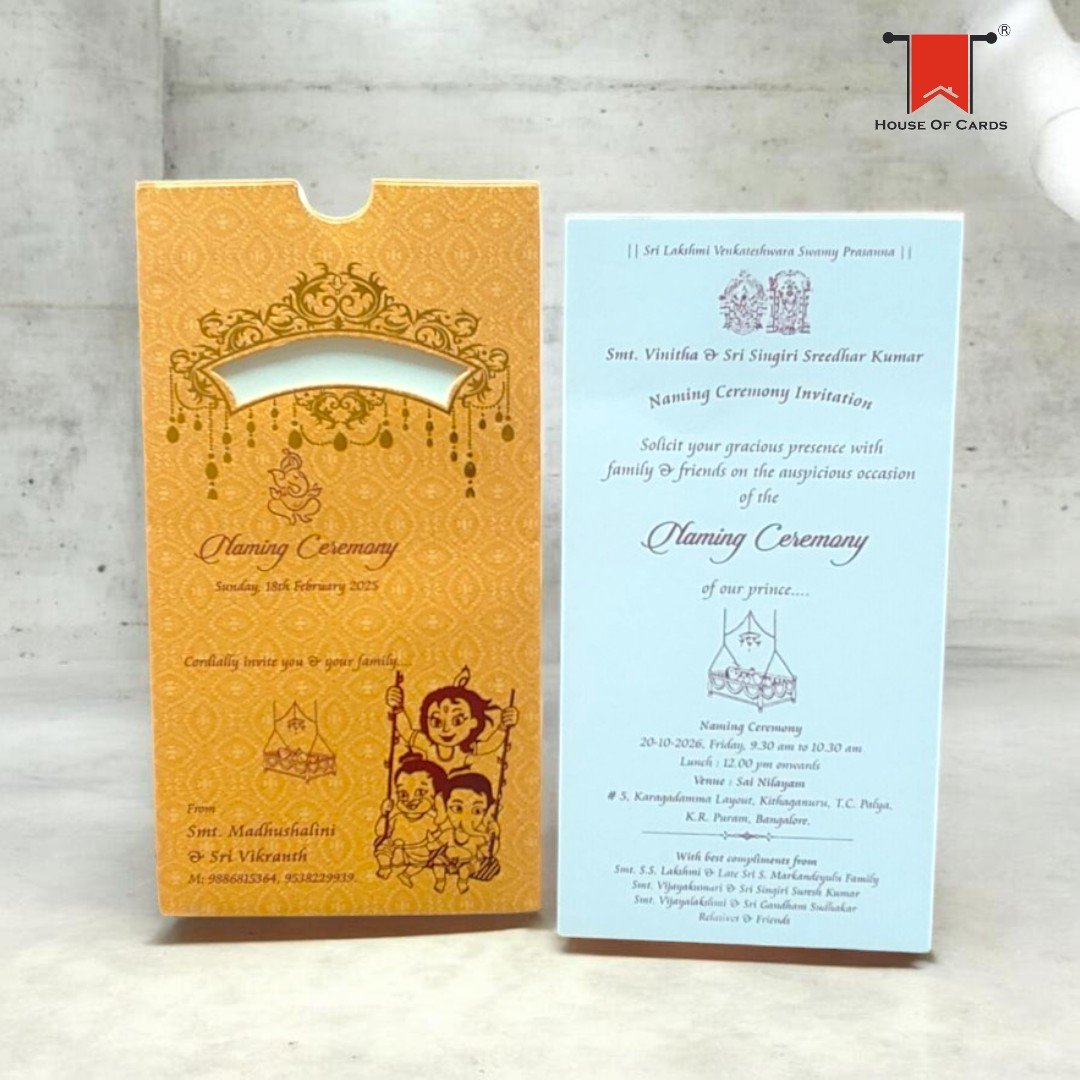 Single Gold Pouch Naming Ceremony card wedding invitation